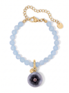 Blueberry & Pale Blue Bead Bracelet in gold