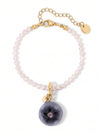 Blueberry & White Bead Bracelet in gold