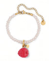 Bright Raspberry Accent Bracelet - Pearl